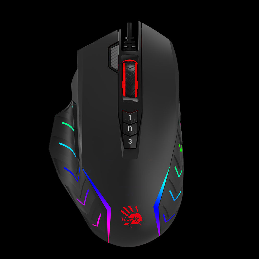 J95S Bloody 2-Fire RGB Animation Gaming Mouse USB Stone Black Activated