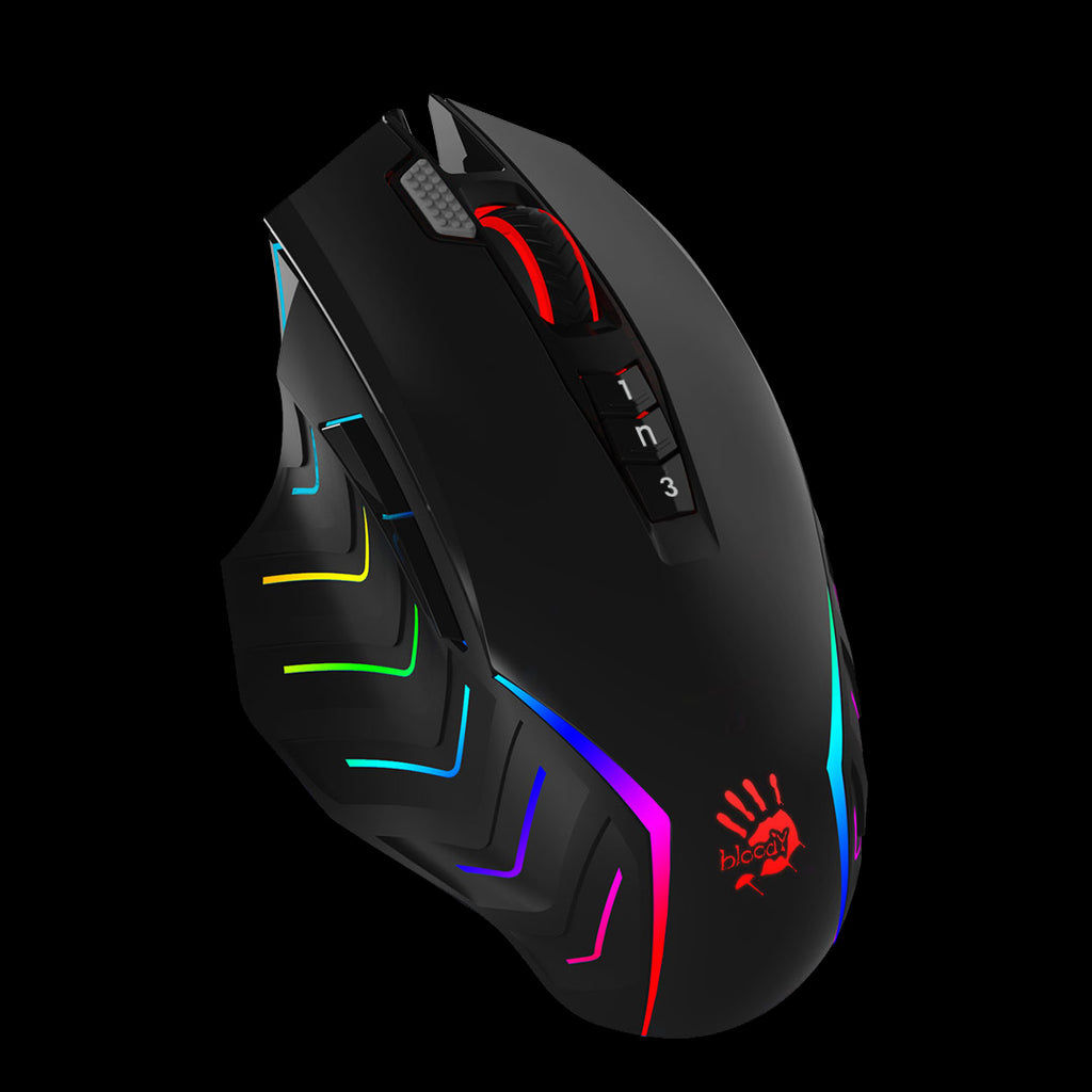 J95S Bloody 2-Fire RGB Animation Gaming Mouse USB Stone Black Activated