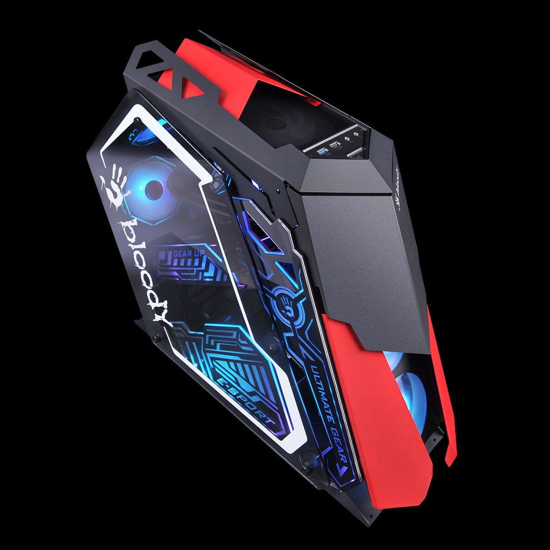 GH-30 Mid Tower Gaming Case -  5 RGB Fans Pre-Installed -  Black/Red