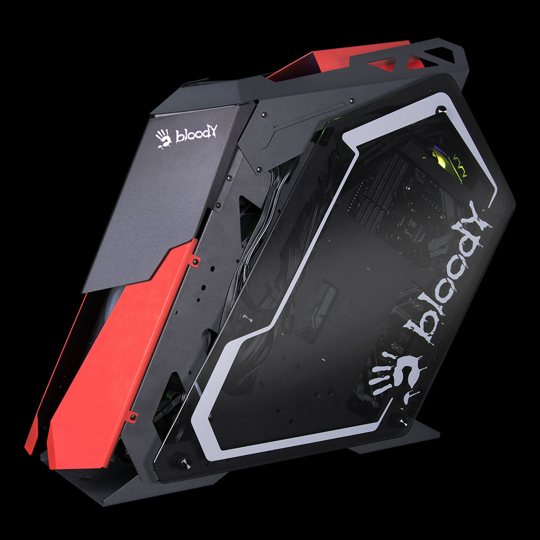 GH-30 Mid Tower Gaming Case -  5 RGB Fans Pre-Installed -  Black/Red