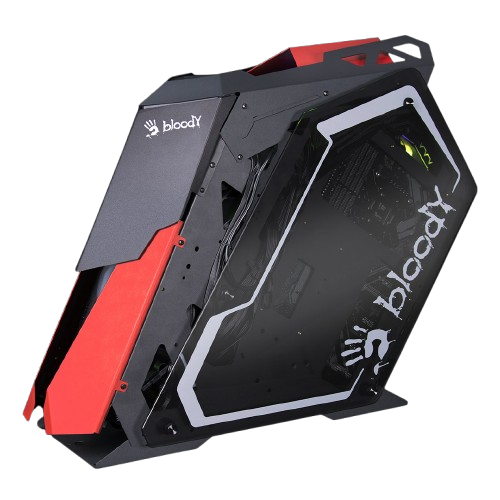 Bloody GH-30 Mid Tower Gaming Case -  5 RGB Fans Pre-Installed -  Black/Red