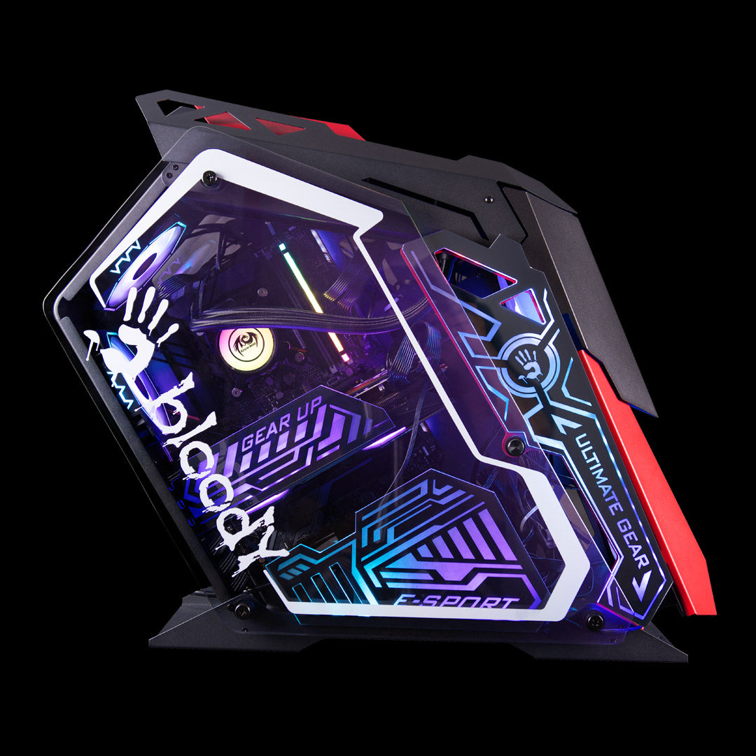 GH-30 Mid Tower Gaming Case -  5 RGB Fans Pre-Installed -  Black/Red