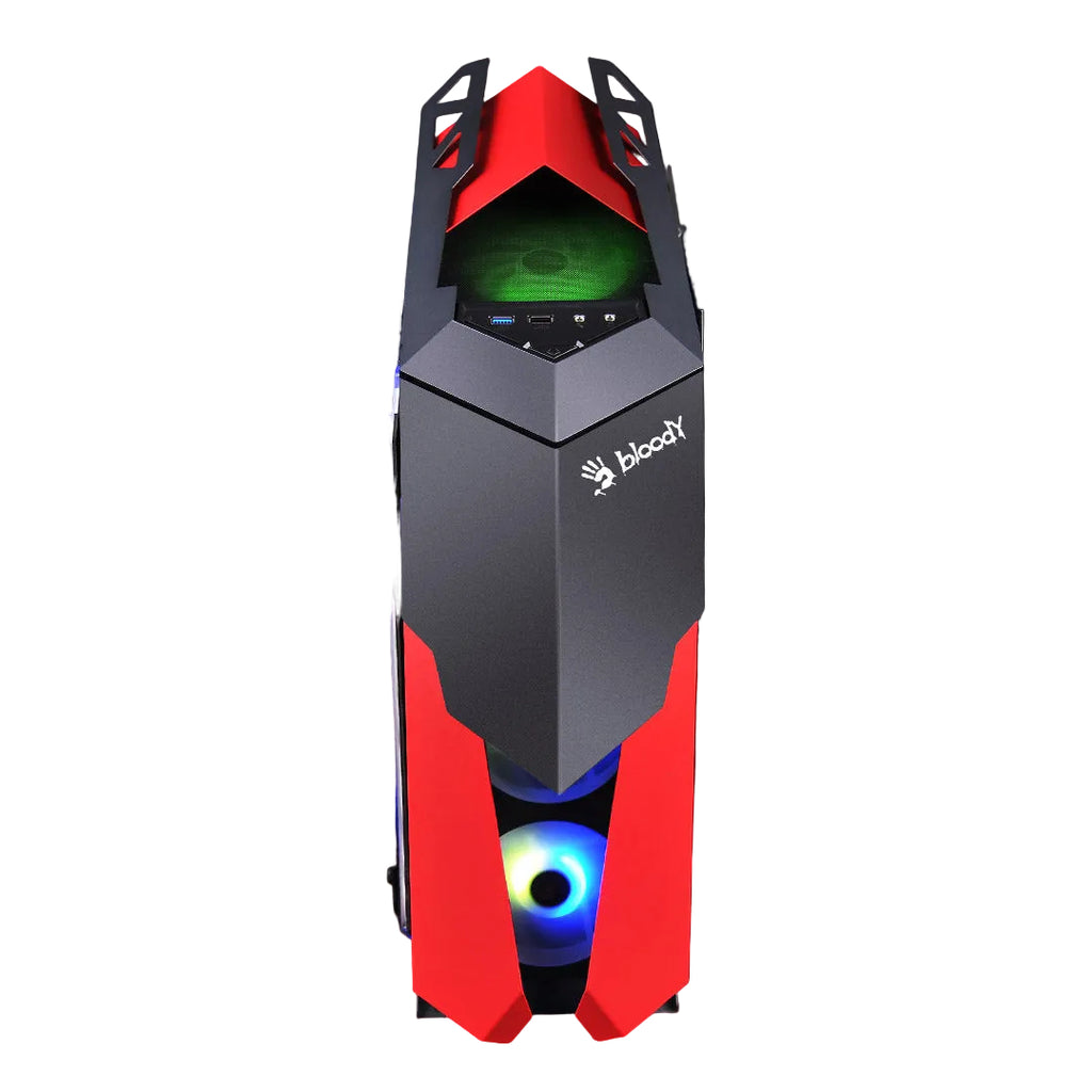 Bloody GH-30 Mid Tower Gaming Case -  5 RGB Fans Pre-Installed -  Black/Red