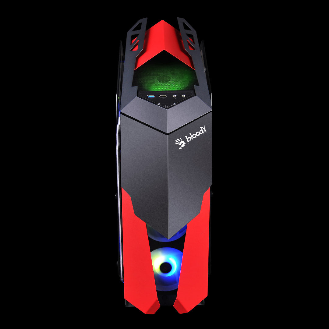 GH-30 Mid Tower Gaming Case -  5 RGB Fans Pre-Installed -  Black/Red