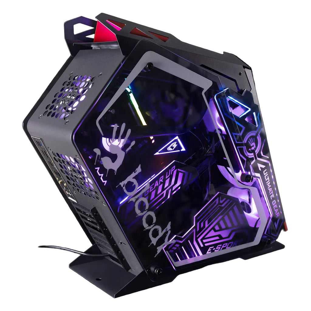 Bloody GH-30 Mid Tower Gaming Case -  5 RGB Fans Pre-Installed -  Black/Red