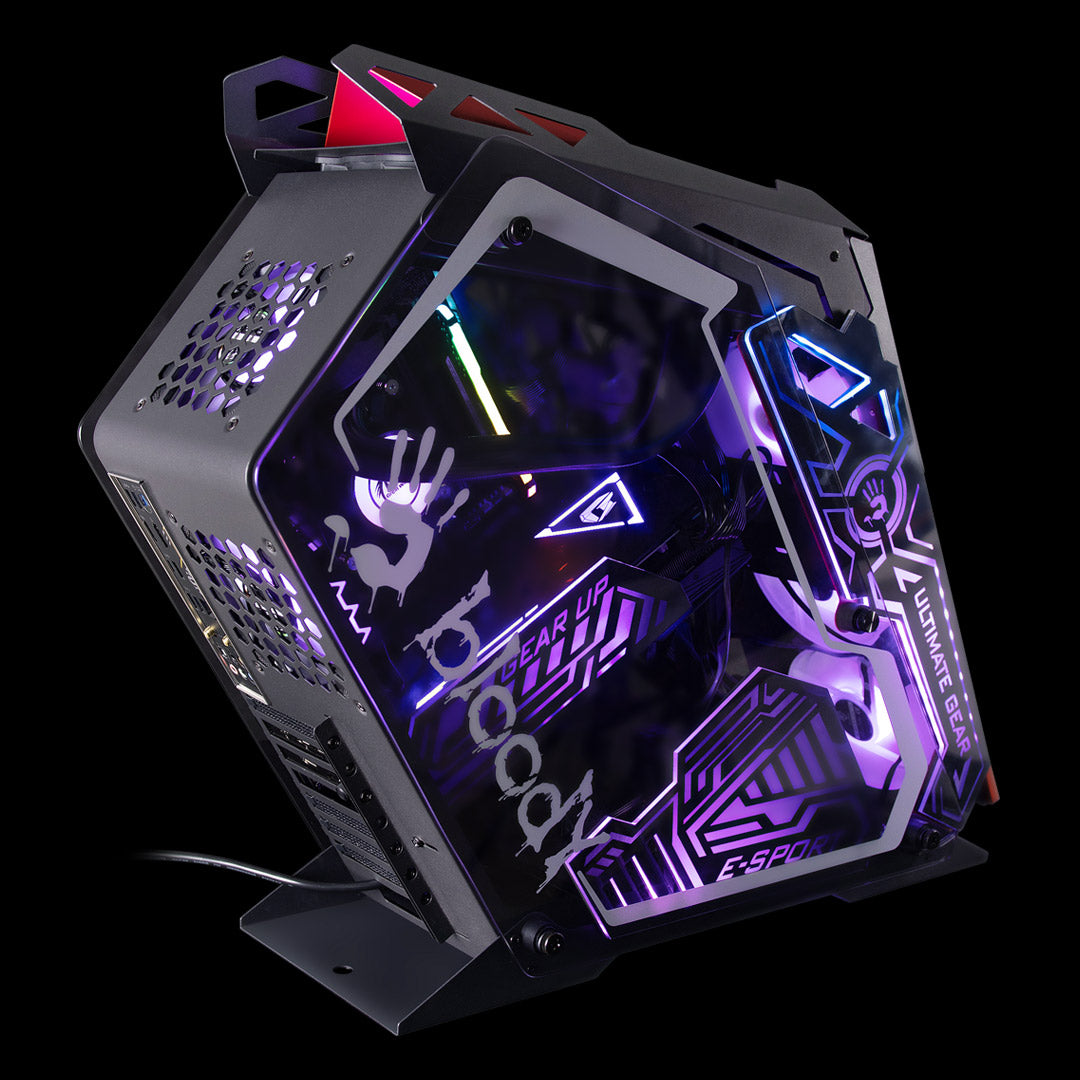 GH-30 Mid Tower Gaming Case -  5 RGB Fans Pre-Installed -  Black/Red