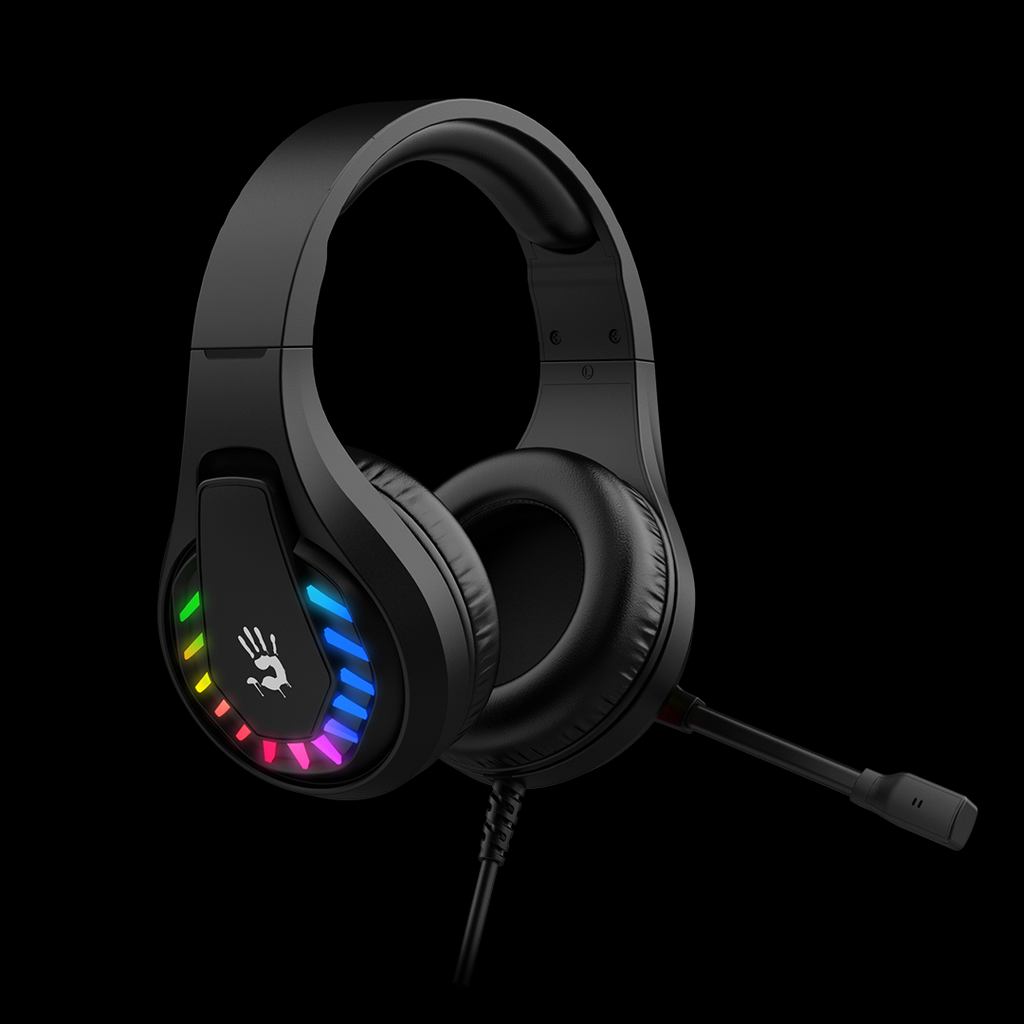 G230p Bloody Stereo Surround Sound RGB Gaming Headphone 4-Pin 3.5 mm Black With PC Extention Adapter