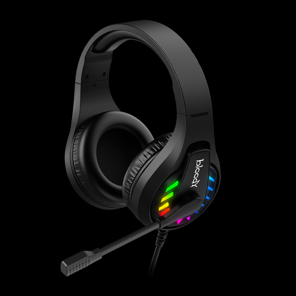 G230p Bloody Stereo Surround Sound RGB Gaming Headphone 4-Pin 3.5 mm Black With PC Extention Adapter