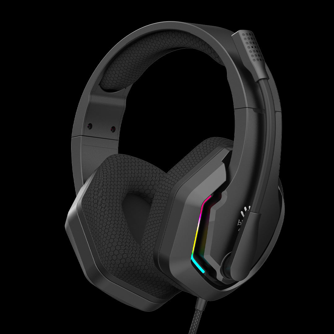 G260p Bloody Neon Gaming Headphone Black 3.5 mm for Audio, USB for Light Up With PC Extention Adapter