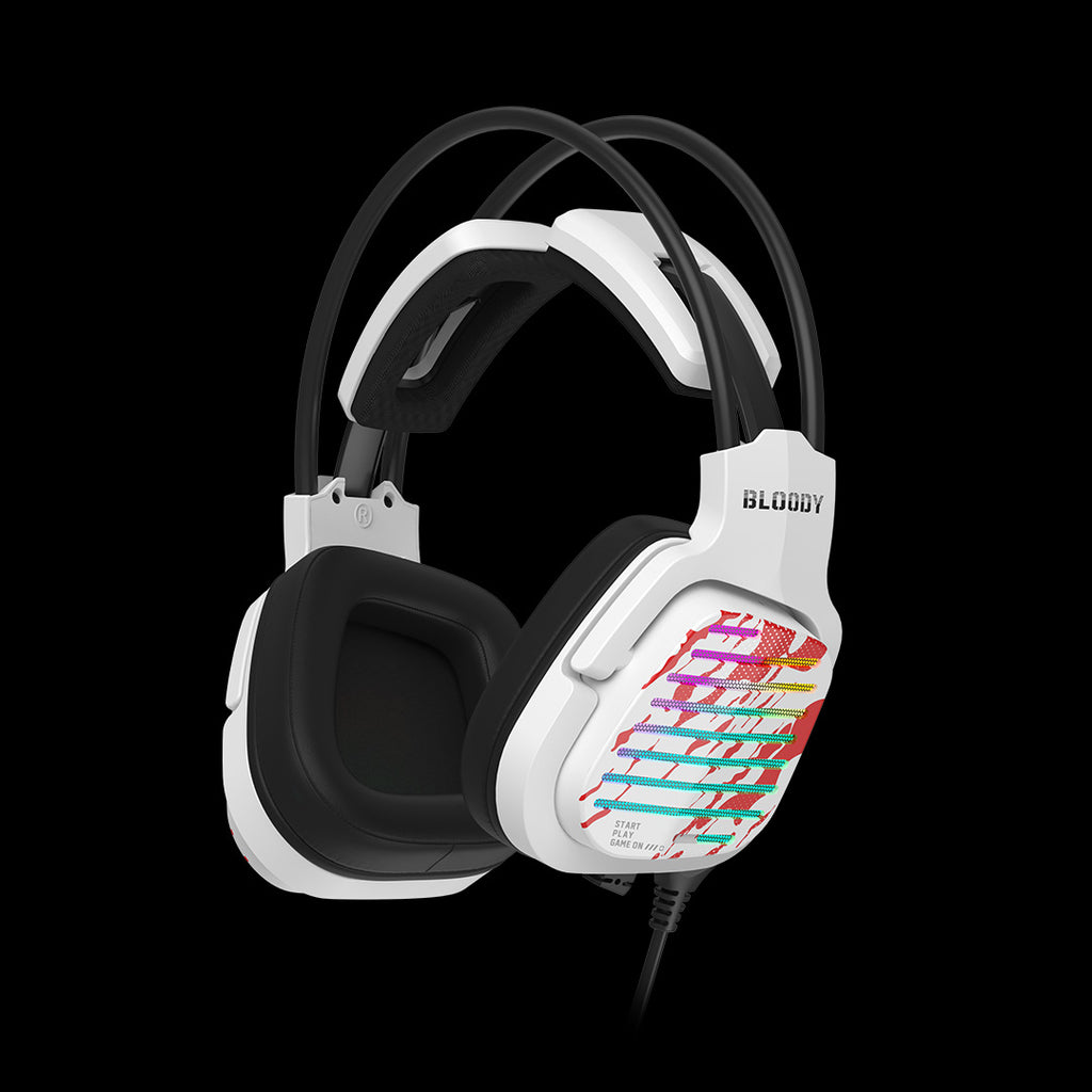 G565 Bloody Virtual 7.1 Surround Sound RGB USB Gaming Headphone Energy White