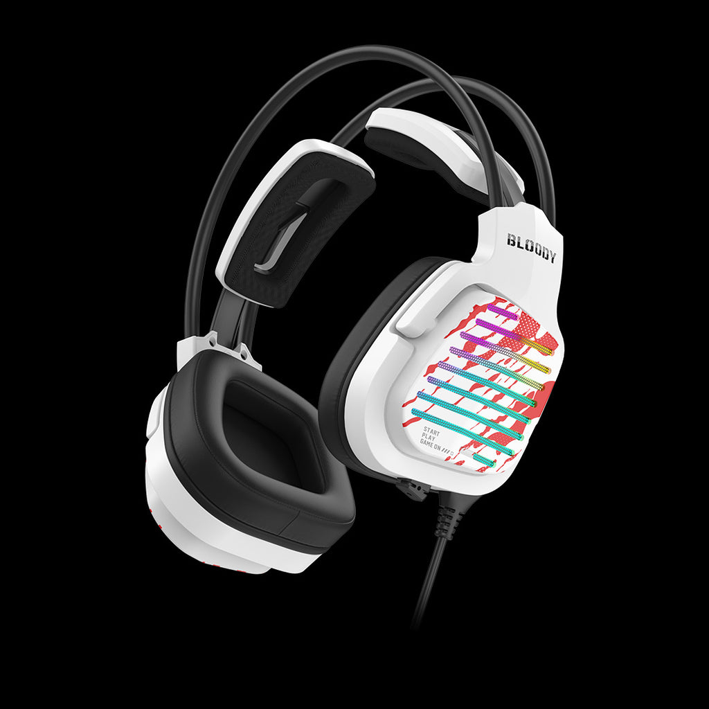 G565 Bloody Virtual 7.1 Surround Sound RGB USB Gaming Headphone Energy White