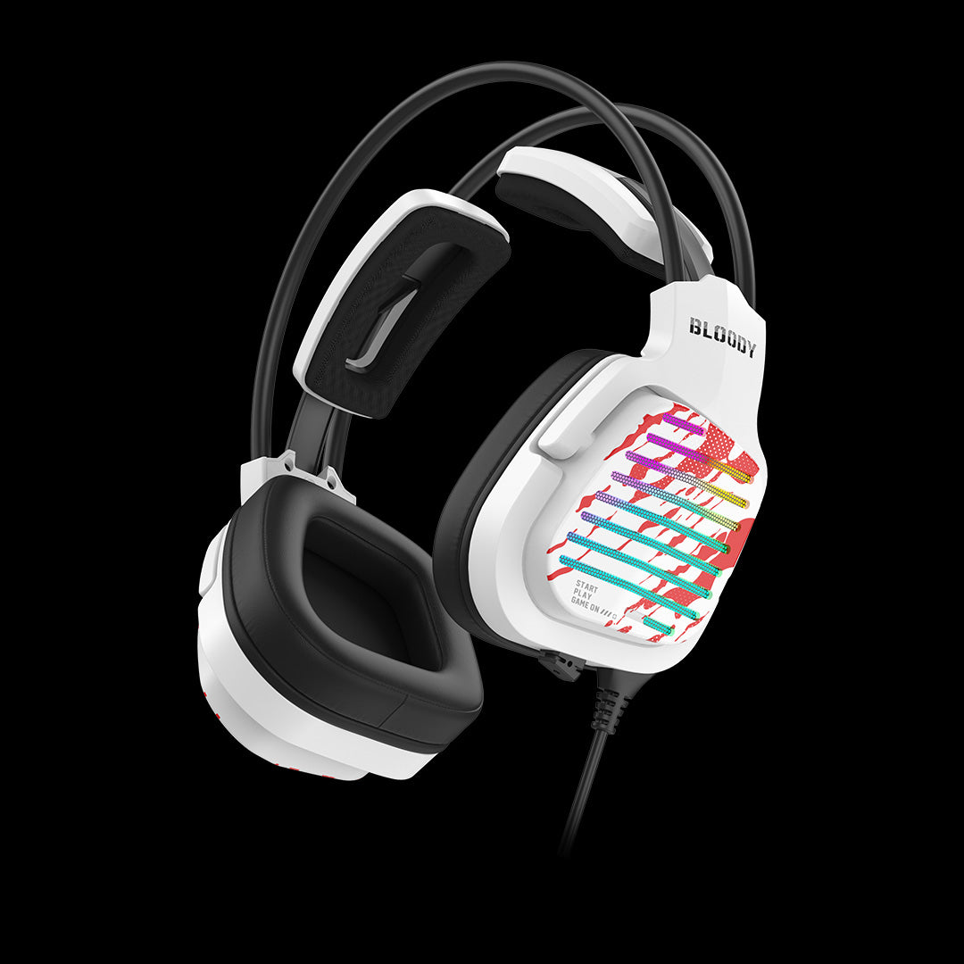 G565 Bloody Virtual 7.1 Surround Sound RGB USB Gaming Headphone Energy White