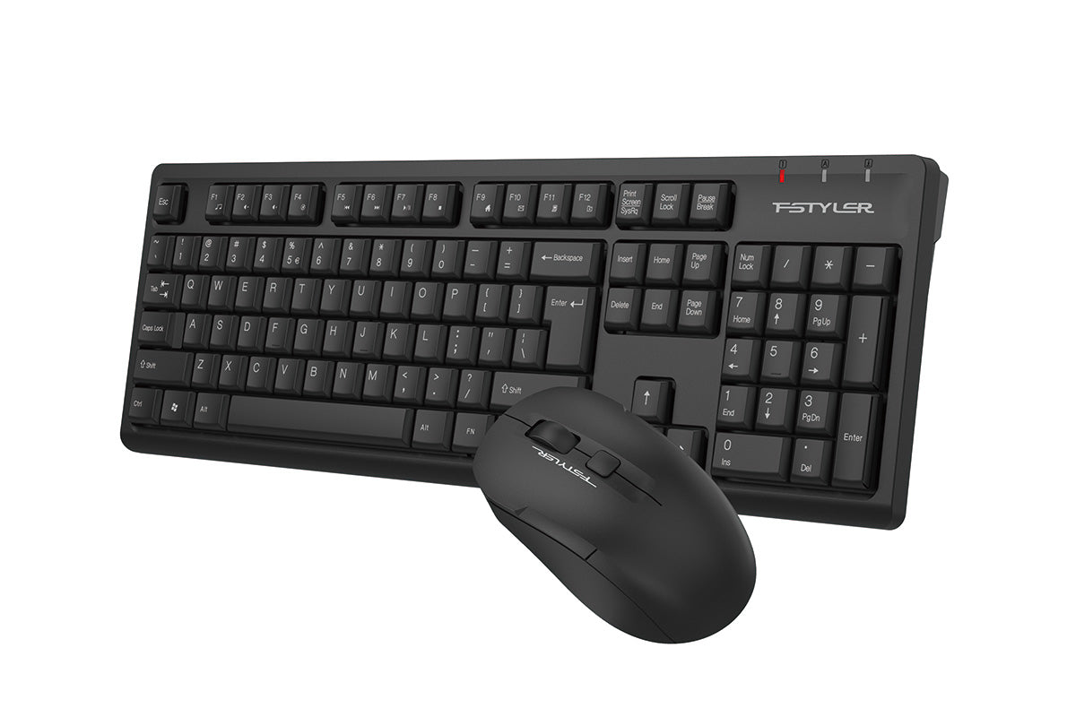 FG1200S A4tech Fstyler 2.4G Multimedia Wireless Desktop Set (FGK12+FG16S Silent Click) USB Black,US Layout