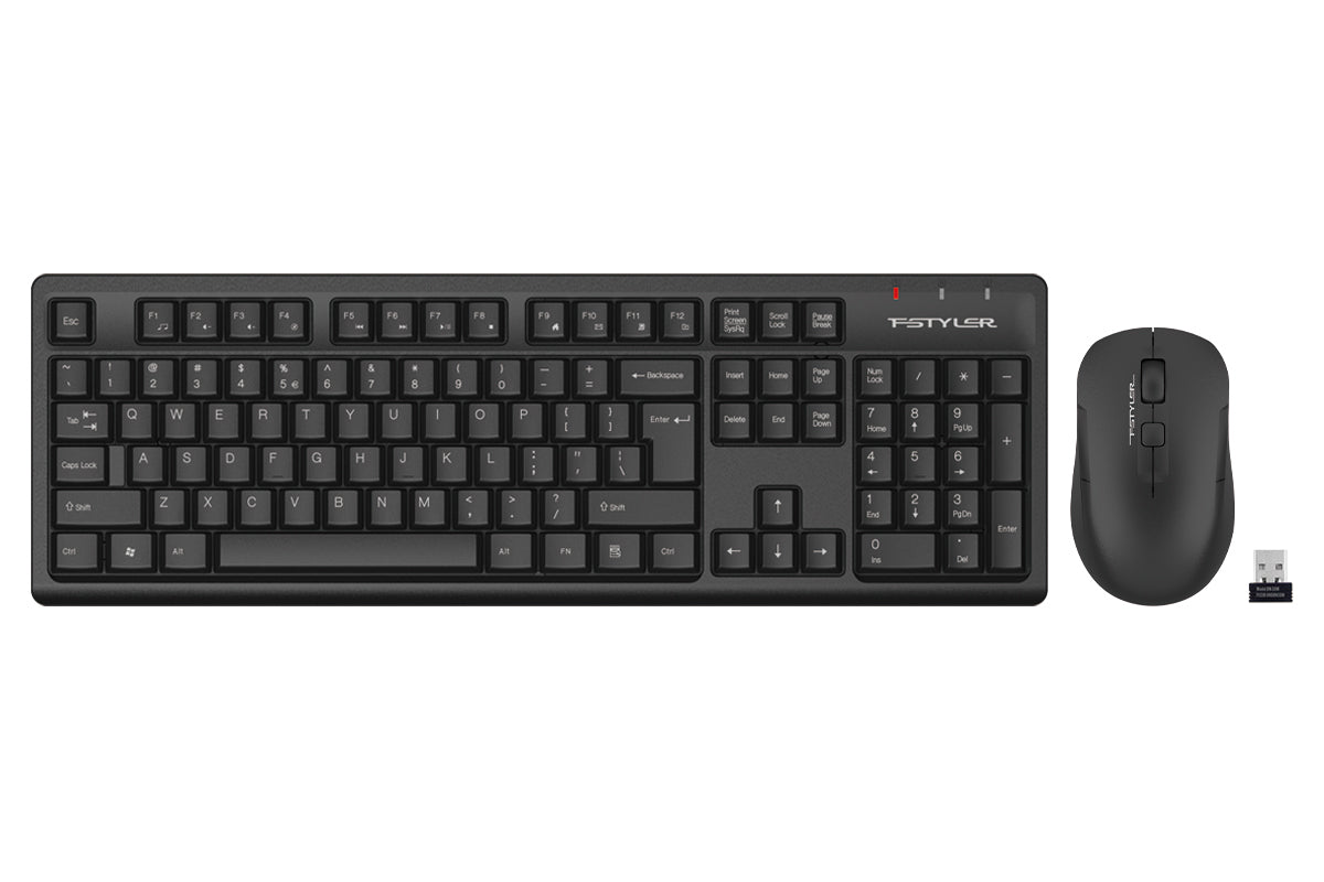FG1200S A4tech Fstyler 2.4G Multimedia Wireless Desktop Set (FGK12+FG16S Silent Click) USB Black,US Layout