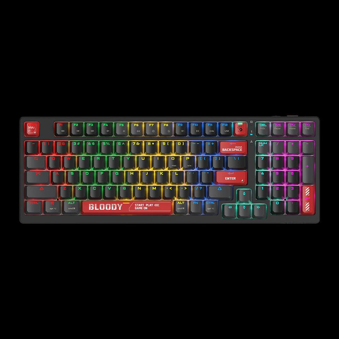 WS98 Bloody RGB Wireless BLMS Mechanical Keyboard BLMS Red Switch, USB Bloody Red, US Layout