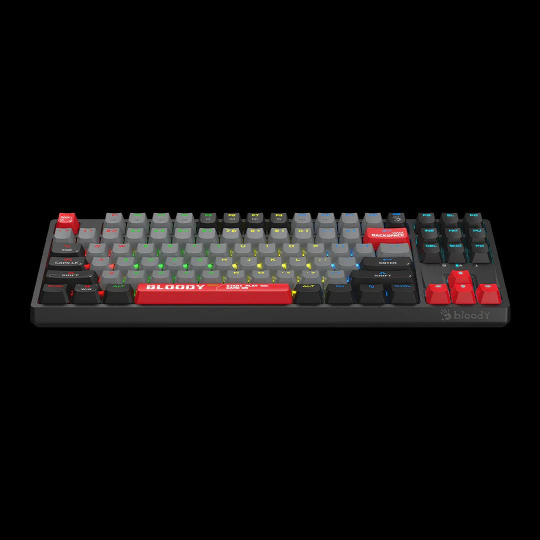S87 Bloody RGB BLMS TKL Mechanical Keyboard 75% (87+1 Keys) Ten Key Less Compact Style USB Energy Red US Layout