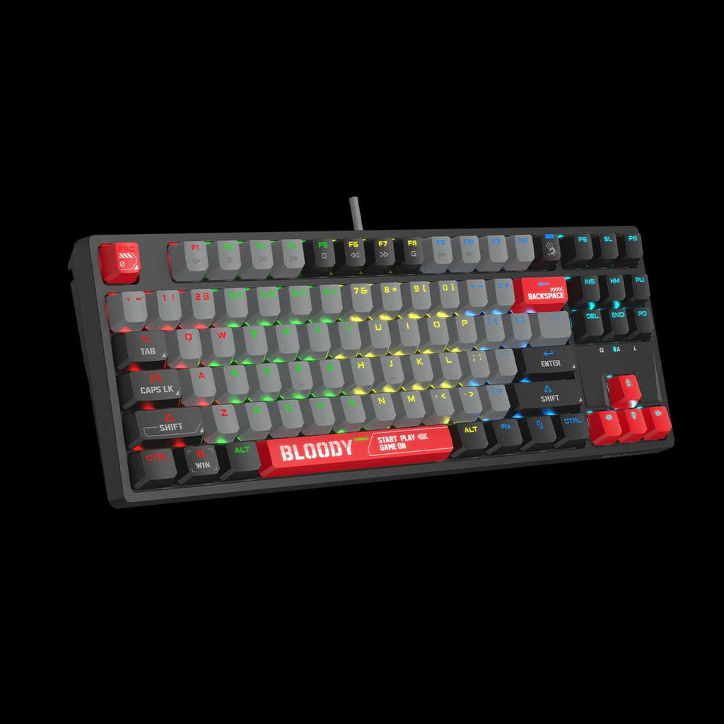 S87 Bloody RGB BLMS TKL Mechanical Keyboard 75% (87+1 Keys) Ten Key Less Compact Style USB Energy Red US Layout